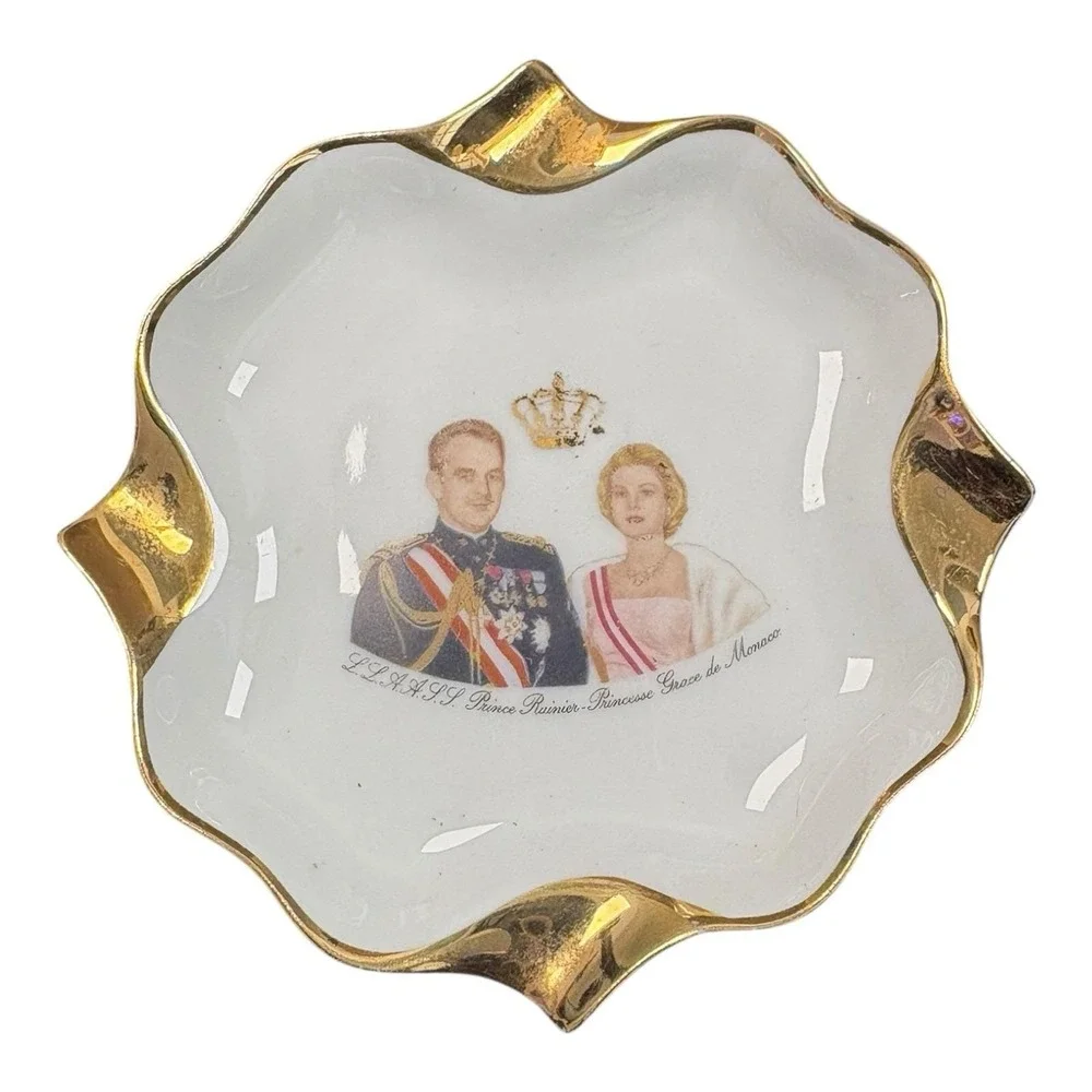 Vintage Limoges France Monte Carlo Prince Rainier & Princess‎ Grace Ashtray
